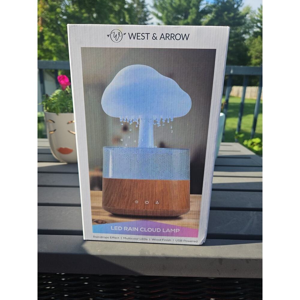 Led Rain Cloud Lamp West And Arrow New in Box Fountain Color Changing